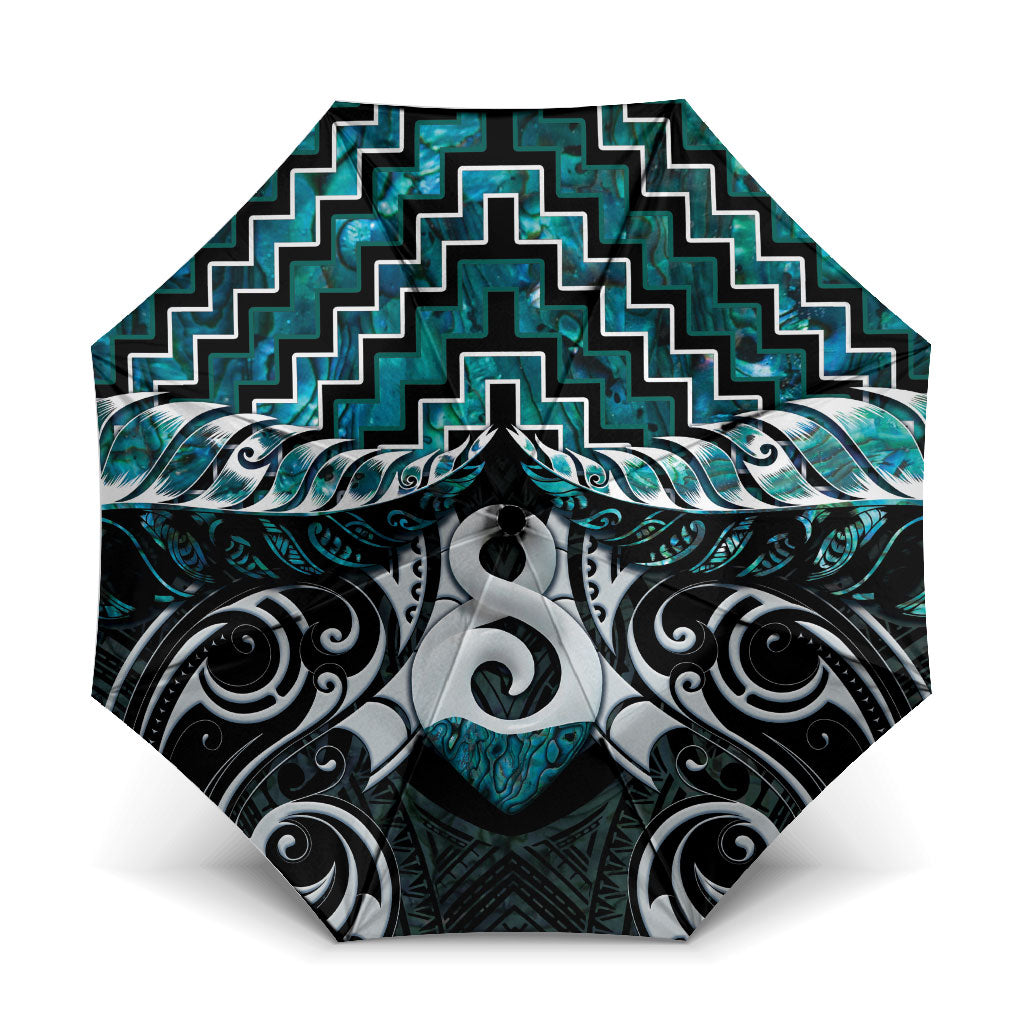 New Zealand Maori Umbrella Poutama Pikorua - Single Twist Paua Shell