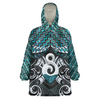 New Zealand Maori Wearable Blanket Hoodie Poutama Pikorua - Single Twist Paua Shell