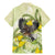 New Zealand Piwakawaka Fantail Bird Family Matching Mermaid Dress and Hawaiian Shirt With Kowhai Flowers