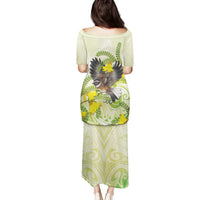 New Zealand Piwakawaka Fantail Bird Family Matching Puletasi and Hawaiian Shirt With Kowhai Flowers LT05 - Polynesian Pride