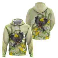 New Zealand Piwakawaka Fantail Bird Hoodie With Kowhai Flowers