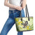 New Zealand Piwakawaka Fantail Bird Leather Tote Bag With Kowhai Flowers