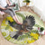 New Zealand Piwakawaka Fantail Bird Round Carpet With Kowhai Flowers