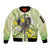 New Zealand Piwakawaka Fantail Bird Sleeve Zip Bomber Jacket With Kowhai Flowers