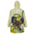 New Zealand Piwakawaka Fantail Bird Wearable Blanket Hoodie With Kowhai Flowers