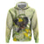 New Zealand Piwakawaka Fantail Bird Zip Hoodie With Kowhai Flowers