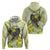 New Zealand Piwakawaka Fantail Bird Zip Hoodie With Kowhai Flowers