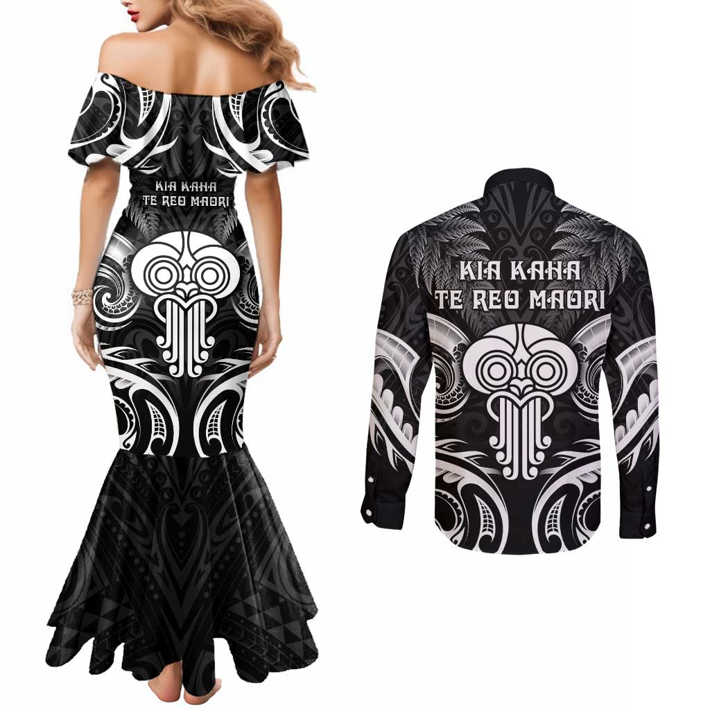 New Zealand Te Reo Maori Couples Matching Mermaid Dress and Long Sleeve Button Shirt Korero Maori Ai Au