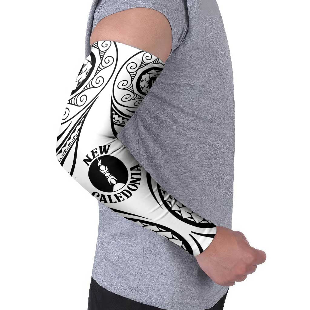 New Caledonia Day Arm Sleeves Polynesian Curves White Color - Polynesian Pride