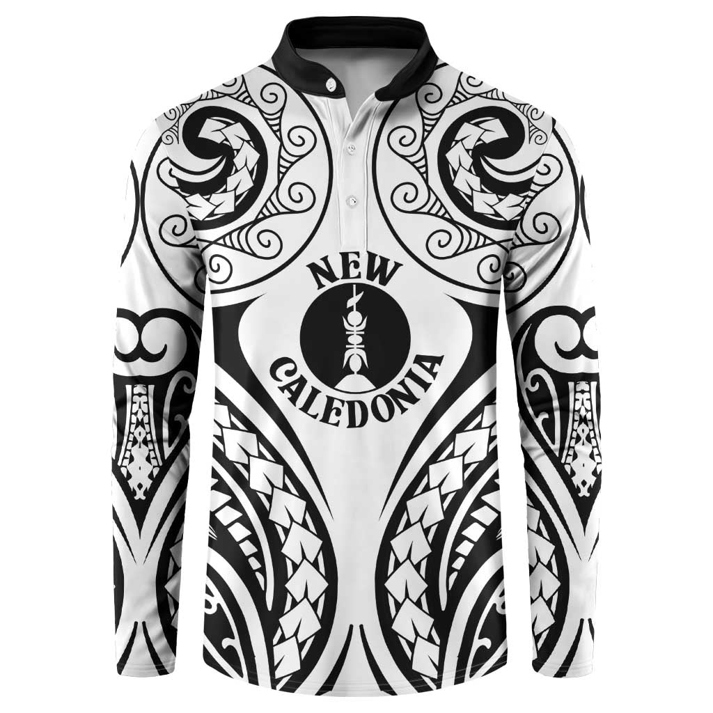 New Caledonia Day Button Sweatshirt Polynesian Curves White Color - Polynesian Pride