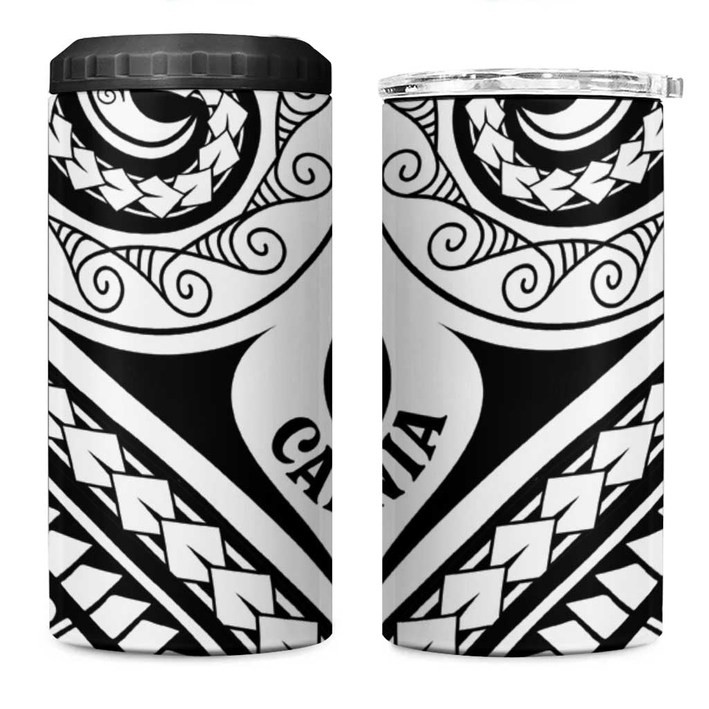 New Caledonia Day 4 in 1 Can Cooler Tumbler Polynesian Curves White Color - Polynesian Pride