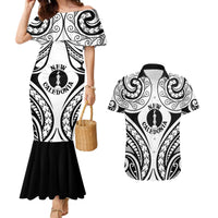 New Caledonia Day Couples Matching Mermaid Dress and Hawaiian Shirt Polynesian Curves White Color - Polynesian Pride
