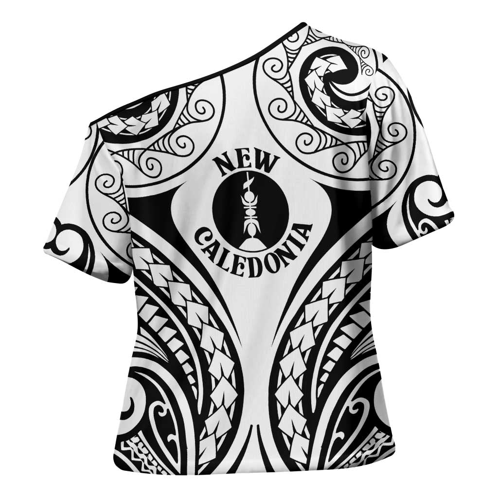 New Caledonia Day Cross Shoulder Shirt Polynesian Curves White Color - Polynesian Pride