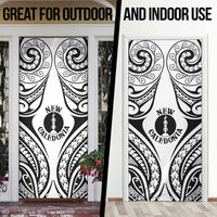 New Caledonia Day Door Cover Polynesian Curves White Color - Polynesian Pride