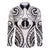 New Caledonia Day Family Matching Short Sleeve Bodycon Dress and Hawaiian Shirt Polynesian Curves White Color - Polynesian Pride