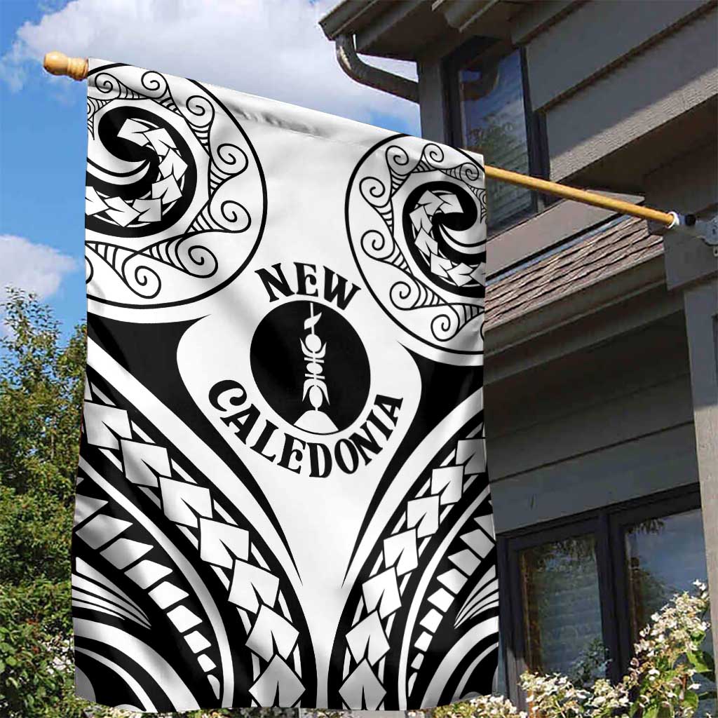 New Caledonia Day Garden Flag Polynesian Curves White Color - Polynesian Pride