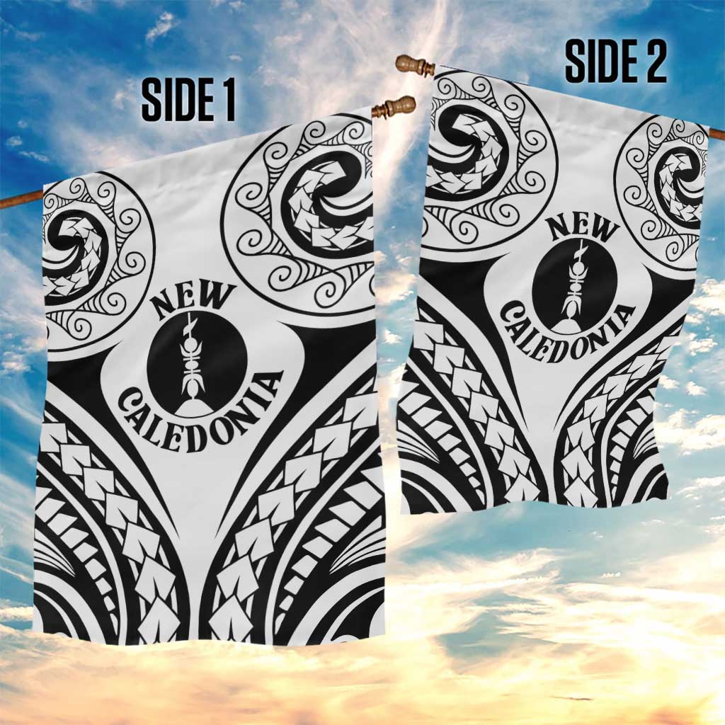 New Caledonia Day Garden Flag Polynesian Curves White Color - Polynesian Pride