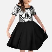 New Caledonia Day Kid Short Sleeve Dress Polynesian Curves White Color - Polynesian Pride