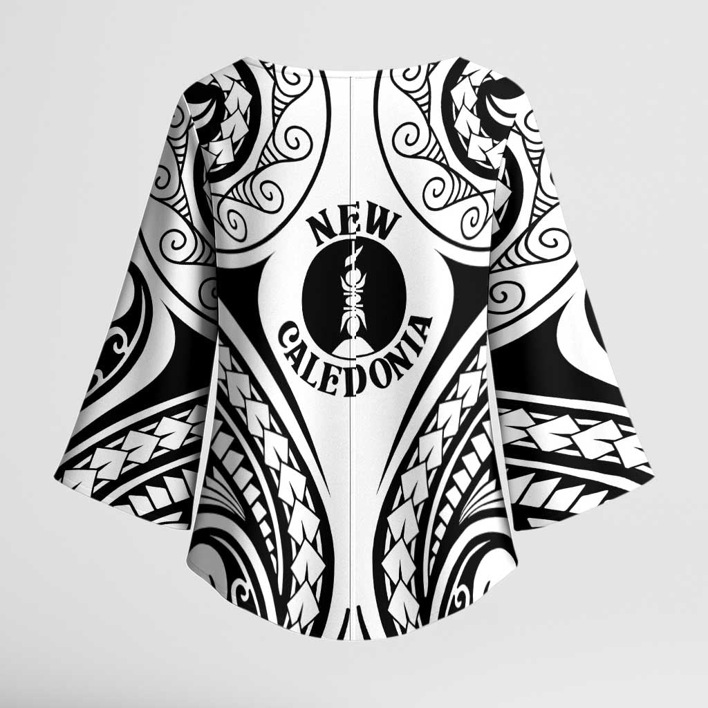 New Caledonia Day Kimono Sleeve Blouse Polynesian Curves White Color - Polynesian Pride