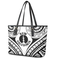 New Caledonia Day Leather Tote Bag Polynesian Curves White Color - Polynesian Pride