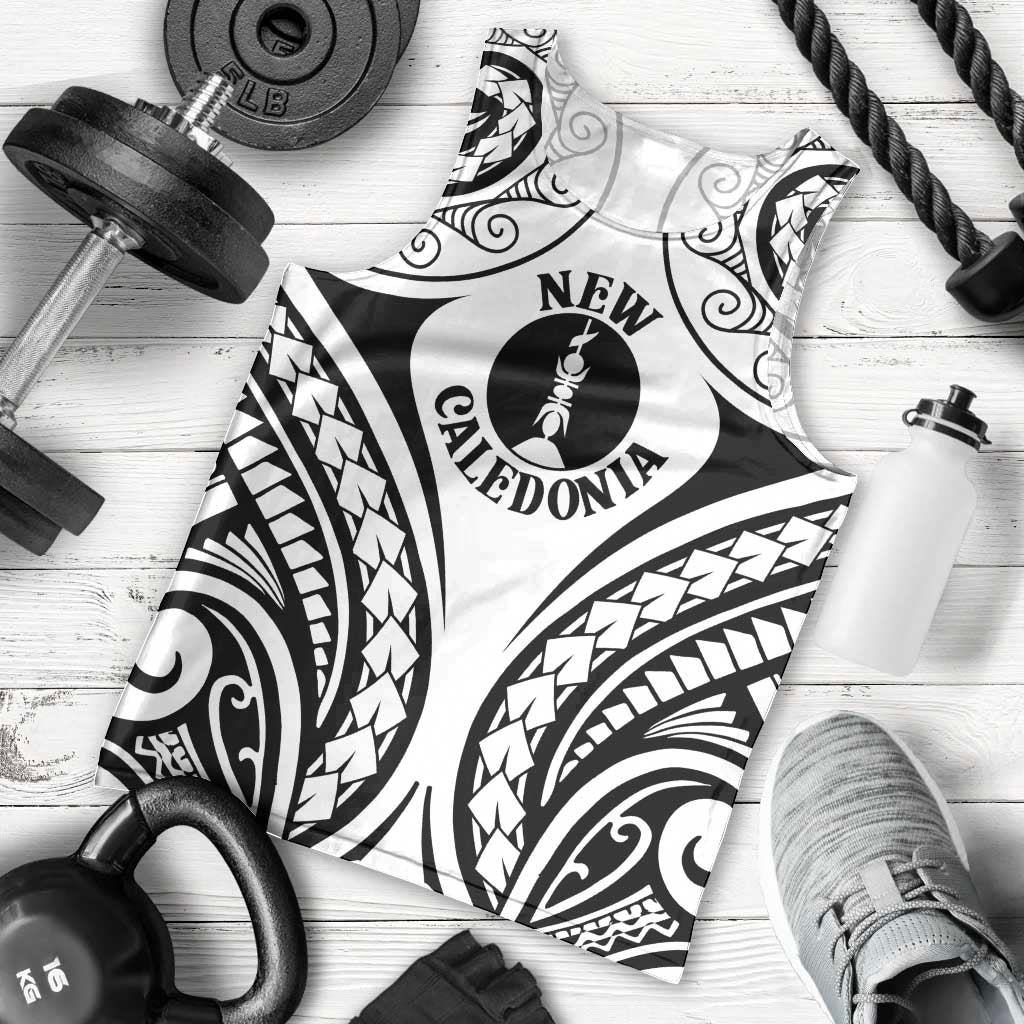 New Caledonia Day Men Tank Top Polynesian Curves White Color - Polynesian Pride