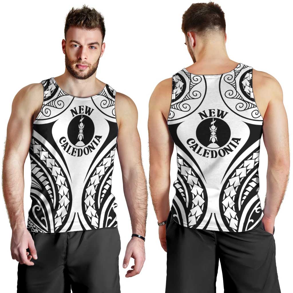 New Caledonia Day Men Tank Top Polynesian Curves White Color - Polynesian Pride