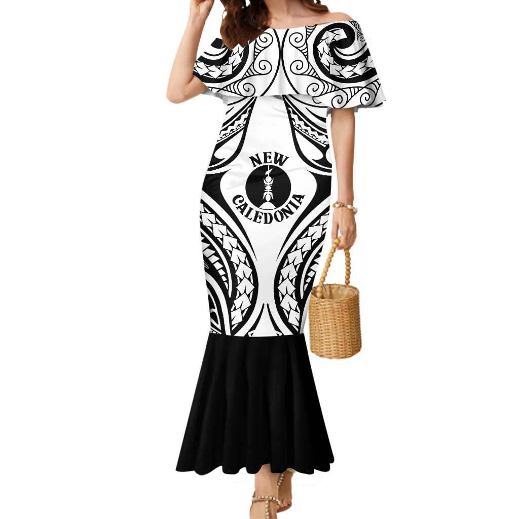 New Caledonia Day Mermaid Dress Polynesian Curves White Color - Polynesian Pride