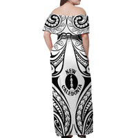 New Caledonia Day Off Shoulder Maxi Dress Polynesian Curves White Color - Polynesian Pride