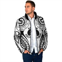New Caledonia Day Padded Jacket Polynesian Curves White Color - Polynesian Pride
