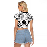New Caledonia Day Raglan Cropped T Shirt Polynesian Curves White Color - Polynesian Pride