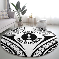 New Caledonia Day Round Carpet Polynesian Curves White Color - Polynesian Pride