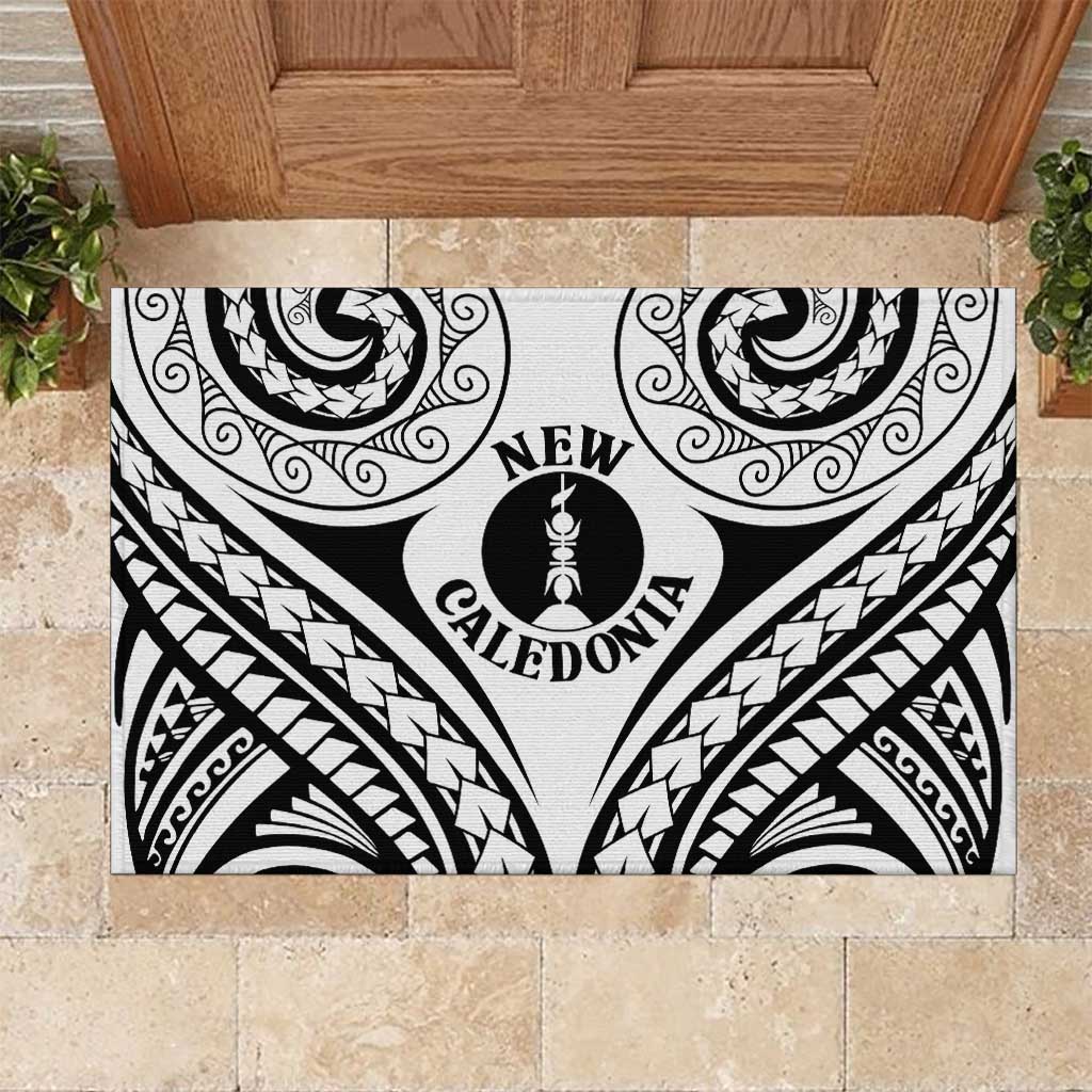 New Caledonia Day Rubber Doormat Polynesian Curves White Color - Polynesian Pride