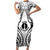 New Caledonia Day Short Sleeve Bodycon Dress Polynesian Curves White Color - Polynesian Pride