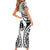 New Caledonia Day Short Sleeve Bodycon Dress Polynesian Curves White Color - Polynesian Pride