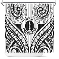 New Caledonia Day Shower Curtain Polynesian Curves White Color - Polynesian Pride