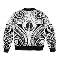New Caledonia Day Sleeve Zip Bomber Jacket Polynesian Curves White Color - Polynesian Pride