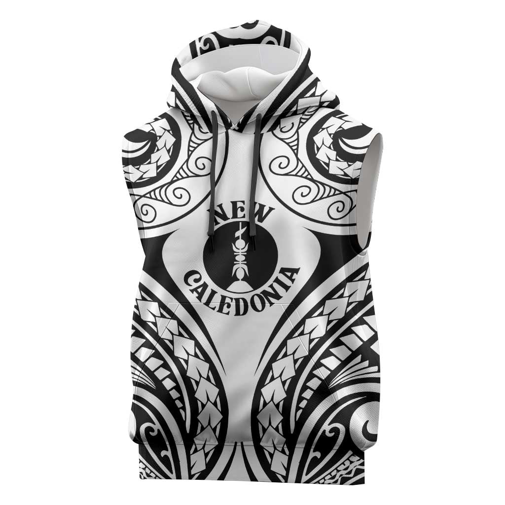 New Caledonia Day Sleeveless Hoodie Polynesian Curves White Color - Polynesian Pride