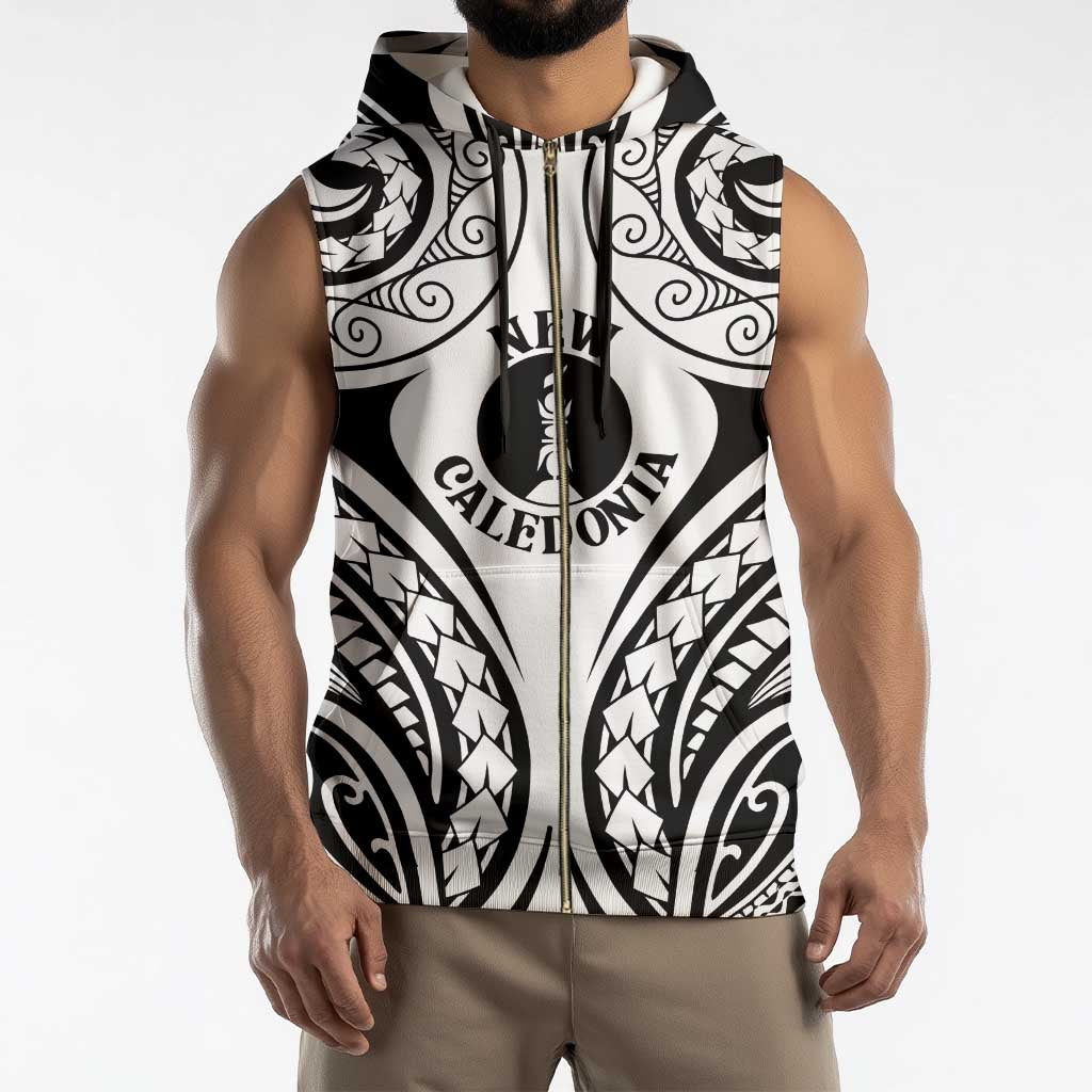 New Caledonia Day Sleeveless Zip Hoodie Polynesian Curves White Color - Polynesian Pride
