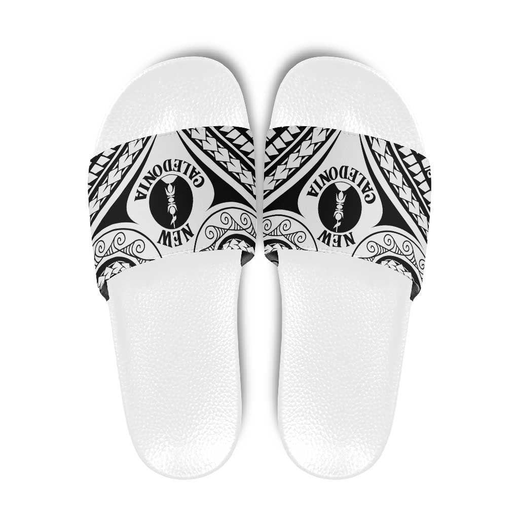 New Caledonia Day Slide Sandals Polynesian Curves White Color - Polynesian Pride