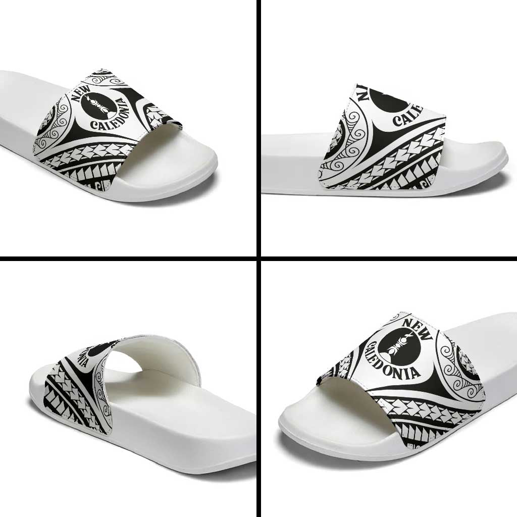 New Caledonia Day Slide Sandals Polynesian Curves White Color - Polynesian Pride