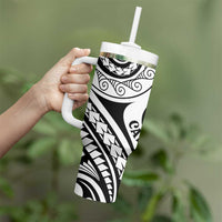 New Caledonia Day Tumbler With Handle Polynesian Curves White Color - Polynesian Pride