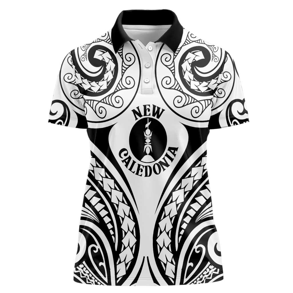New Caledonia Day Women Polo Shirt Polynesian Curves White Color - Polynesian Pride