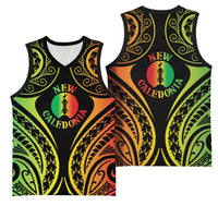 New Caledonia Day Basketball Jersey Polynesian Curves Reggae Color - Polynesian Pride