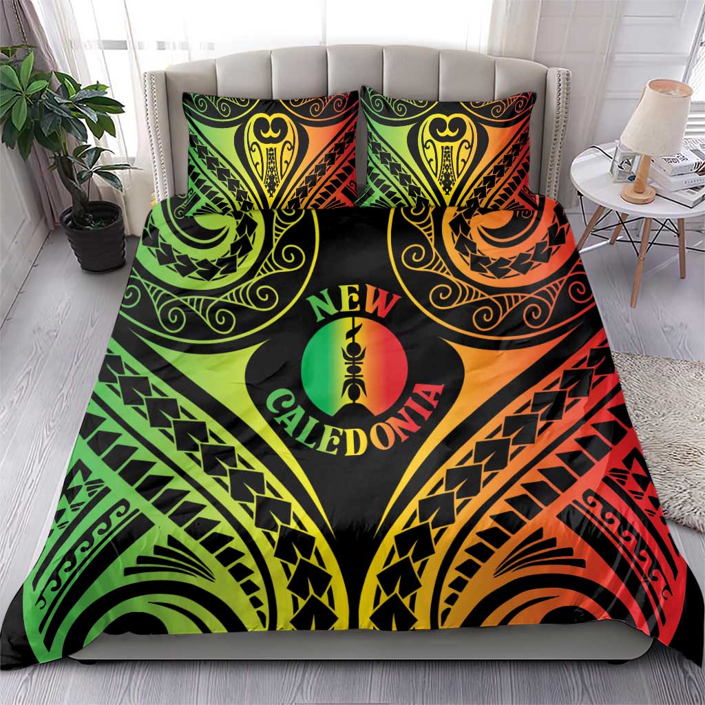 New Caledonia Day Bedding Set Polynesian Curves Reggae Color - Polynesian Pride