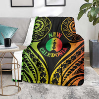 New Caledonia Day Blanket Polynesian Curves Reggae Color - Polynesian Pride