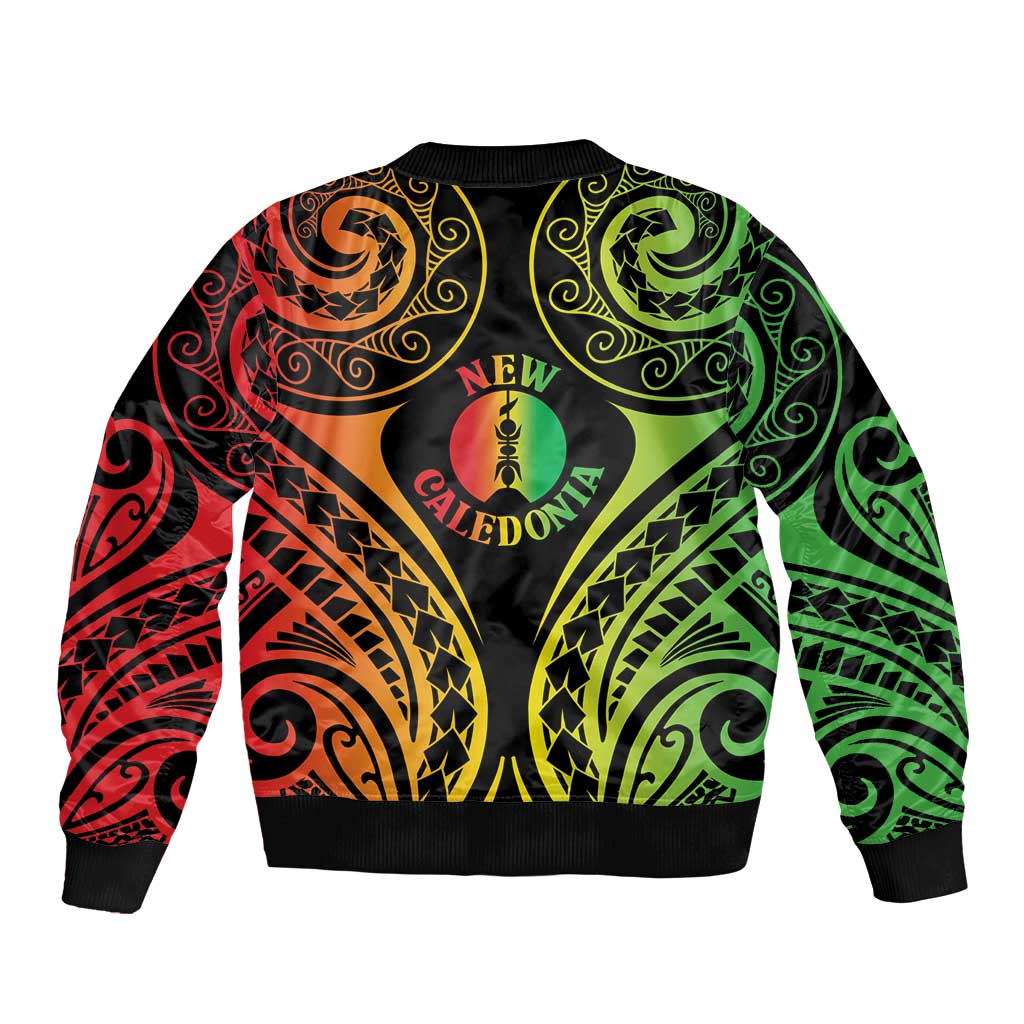 New Caledonia Day Bomber Jacket Polynesian Curves Reggae Color - Polynesian Pride