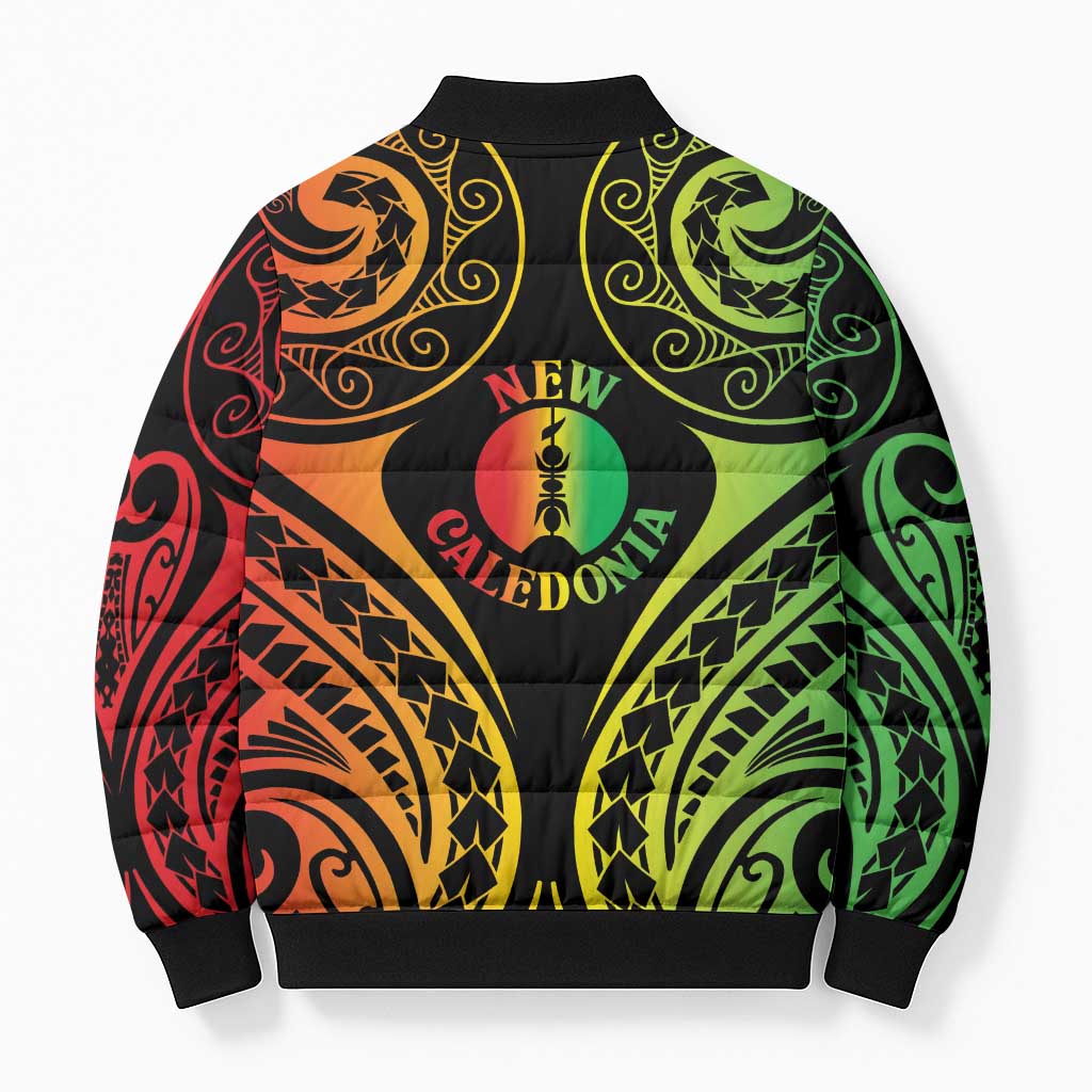 New Caledonia Day Bomber Puffer Jacket Polynesian Curves Reggae Color - Polynesian Pride