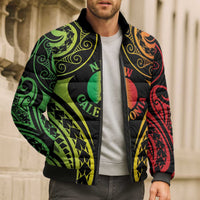 New Caledonia Day Bomber Puffer Jacket Polynesian Curves Reggae Color - Polynesian Pride