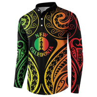 New Caledonia Day Button Sweatshirt Polynesian Curves Reggae Color - Polynesian Pride