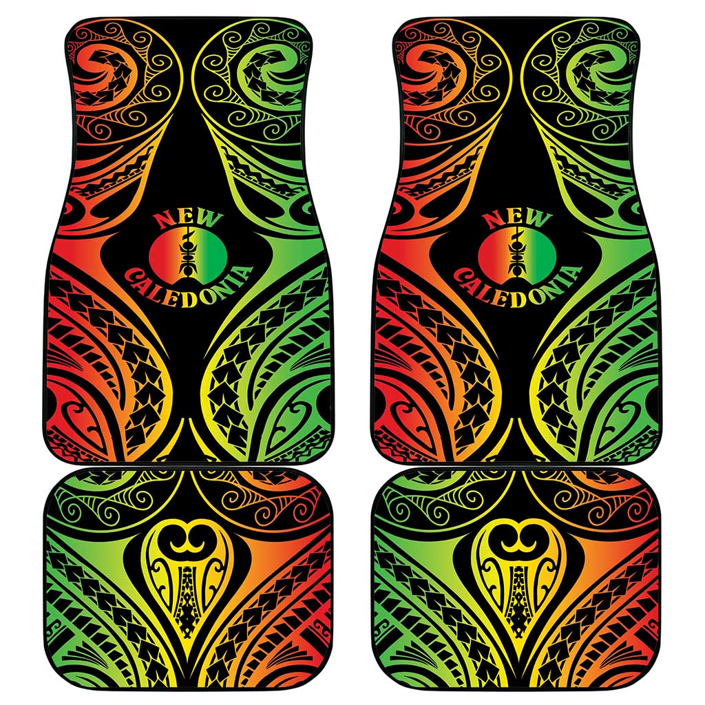 New Caledonia Day Car Mats Polynesian Curves Reggae Color - Polynesian Pride